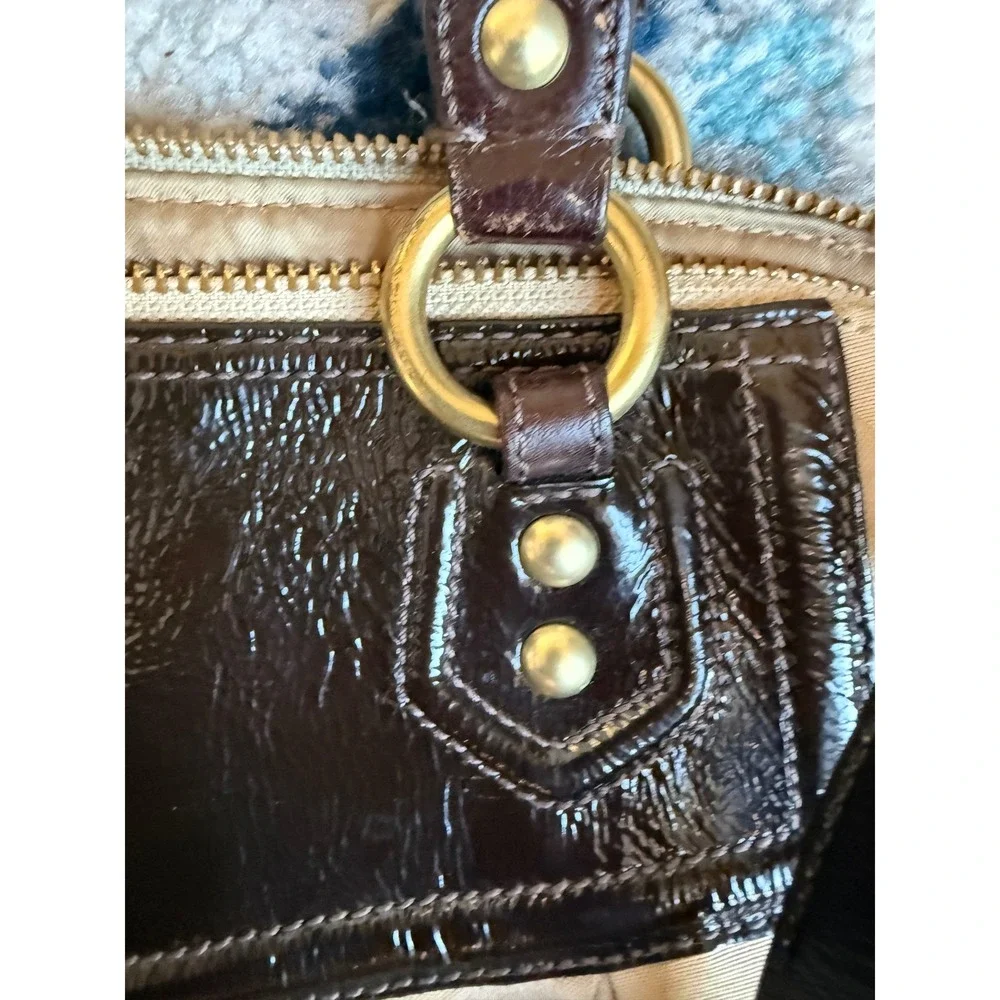 Coach‎ y2K Signature Monogram Brown Leather Shoulder Satchel Handbag Purse F0968